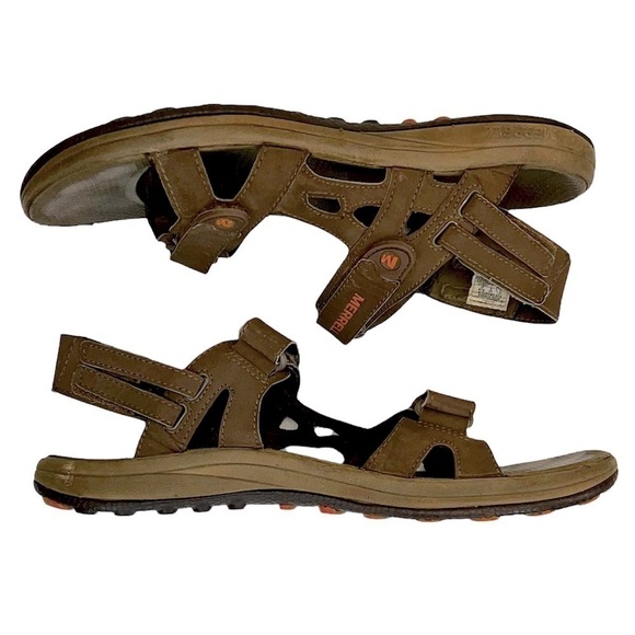 Merrell Men’s Dark Earth/Marmalade Air Cushion Sandals - Picture 3 of 15